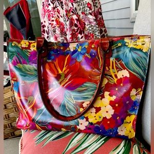 LargeFloral leather PN tote